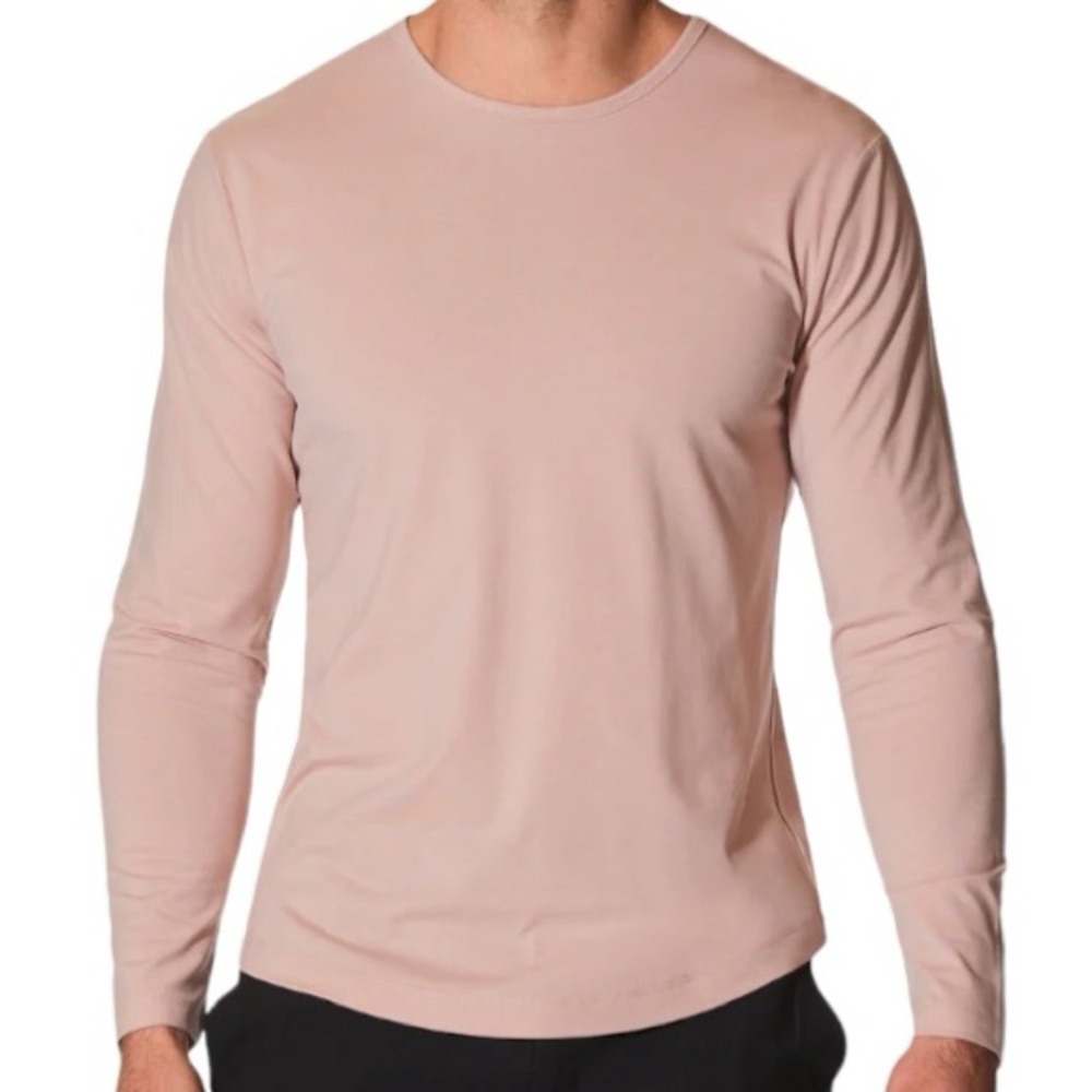 Cuts Clothing Men's Pink Curved Hem Shirt Tees - Long Sleeve Activewear Size M